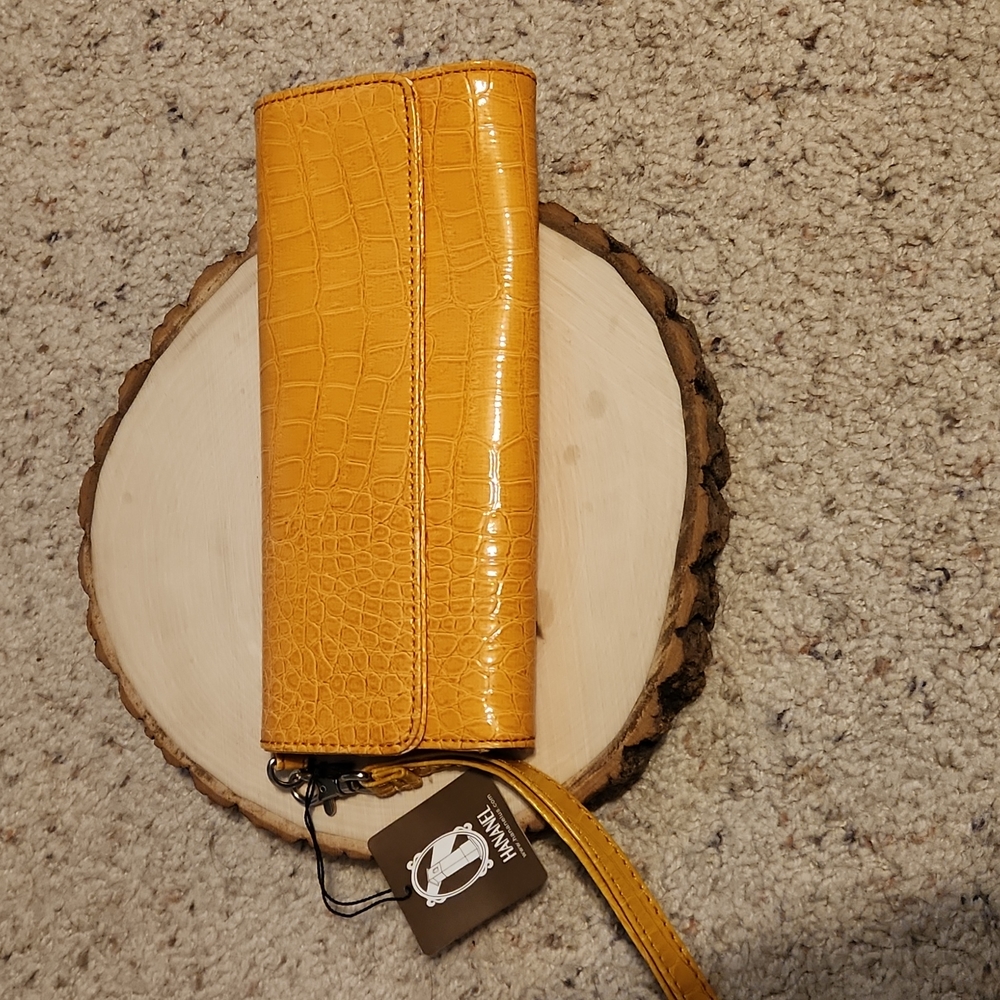 Hananel Yellow Wristlet Wallet with Tags